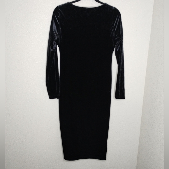 Seraphine Black Stretch Velvet Maternity Midi Dress Size 6 - Picture 4 of 7